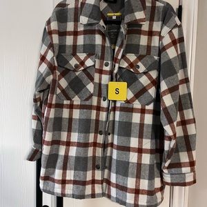 Oversized, versatile jacket white, brown, and gray